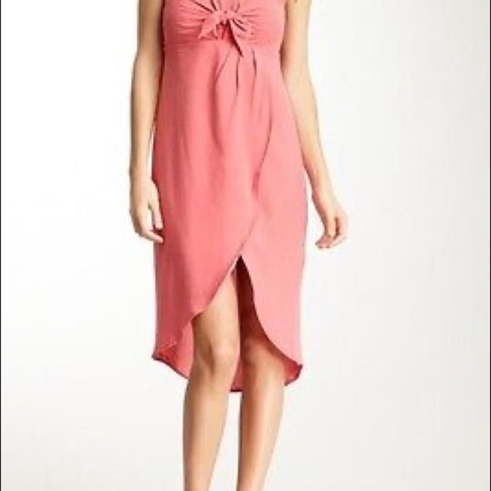 ANTHRO PLENTY TRACY REESE Pink Hi Lo Sarong Silk  Strapless Dress Salmon Size 4